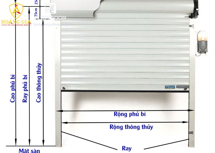 Kích thước hộp kỹ thuật cửa cuốn